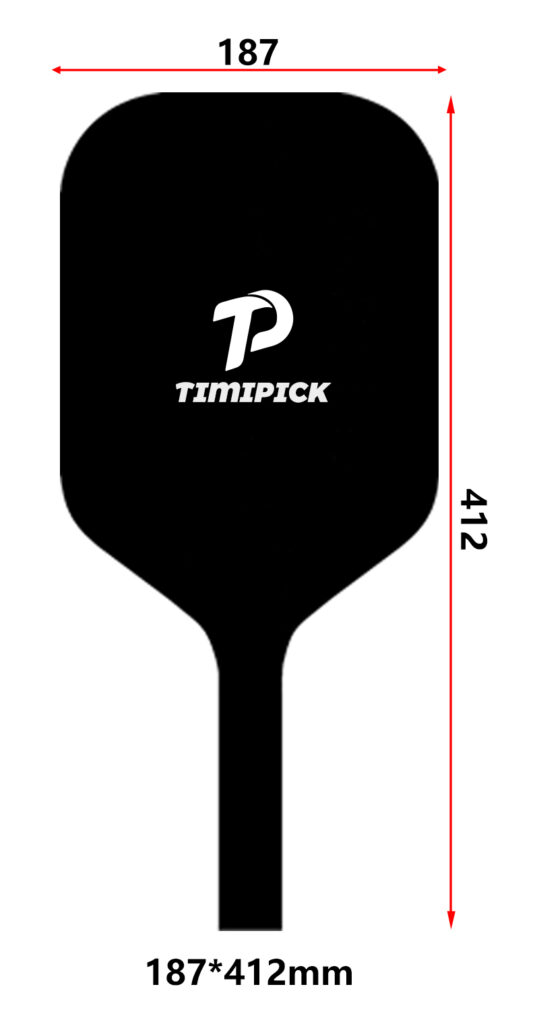 187*412 mm pickleball paddle shape-Image This is the third timipick design of Pickleball Paddle, mostly used in carbon and Kevlar fibre paddlesThis is the third timipick design of Pickleball Paddle, mostly used in carbon and Kevlar fibre paddles