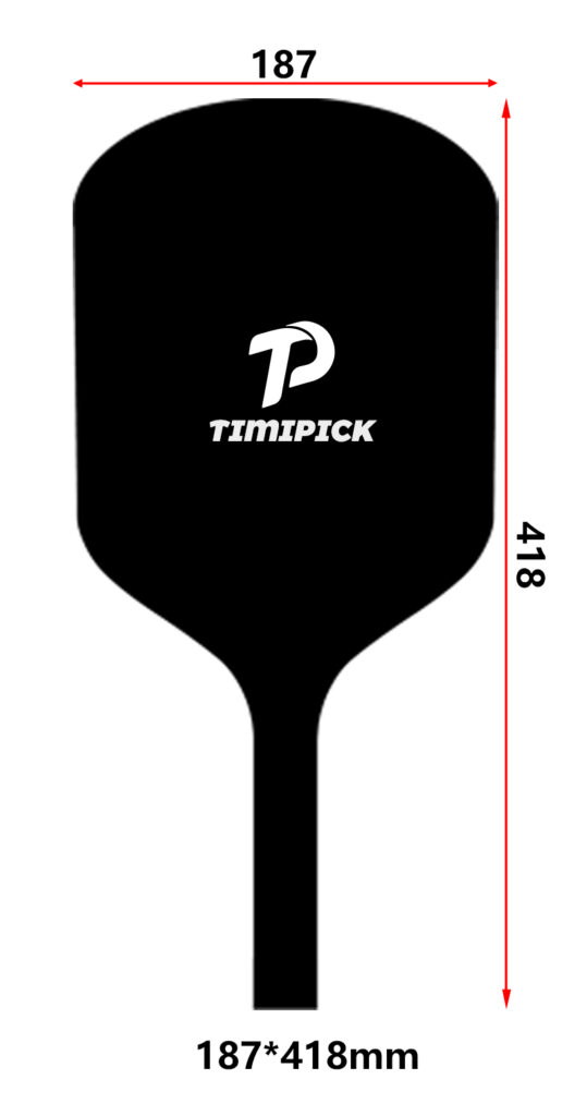 187*418 mm pickleball paddle shape-Image This is a image of the standard T700 carbon fiber paddle size and can be adjusted to suit your needs
