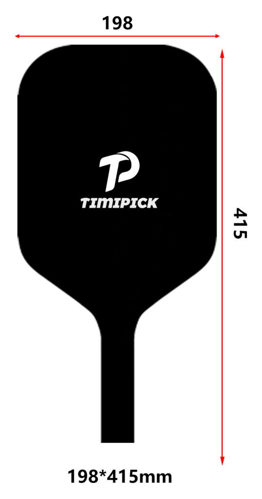 198*415 mm pickleball paddle shape-Image This is a standard handle and wide face paddle for the advanced pickleball player